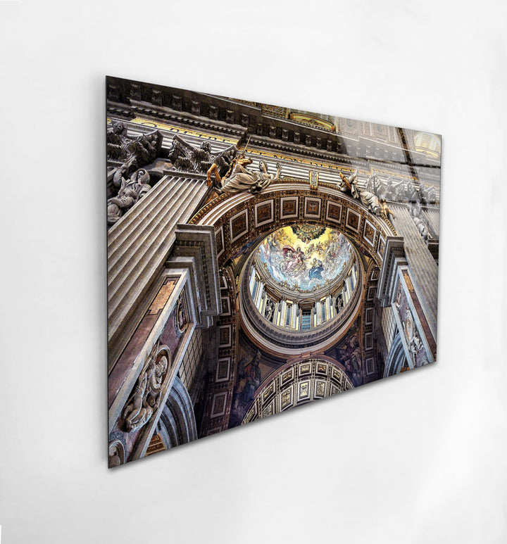 St. Peter’s Basilica Glass Wall Art – Vatican Ceiling Architecture