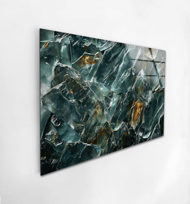 Vivid Green Abstract Marble Tempered Glass Wall Art