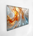 Blue and Orange Abstract Glass Wall Art large glass photo prints, glass wall photos
