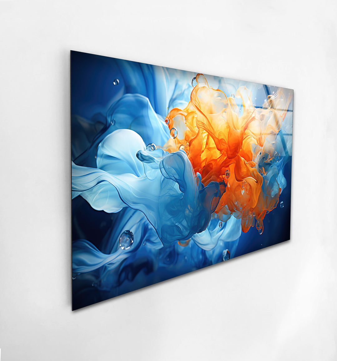 Blue & Orange Abstract Glass Wall Art art glass wall art, glass wall art pictures