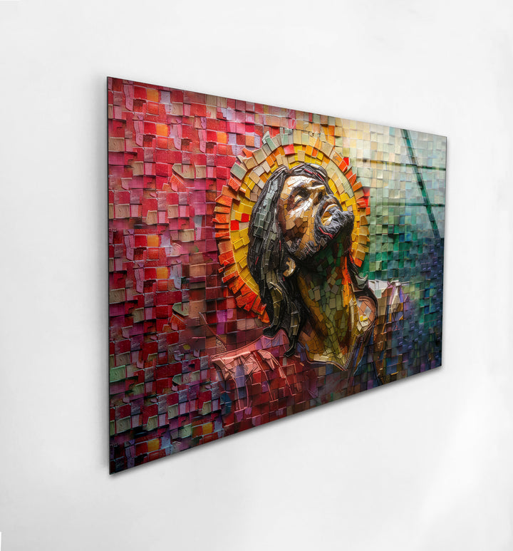 Stained Portrait of Jesus Glass Wall Art  large glass photo prints, glass wall photos