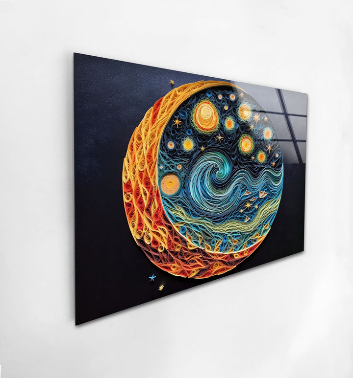 Starry Night Glass Wall Art