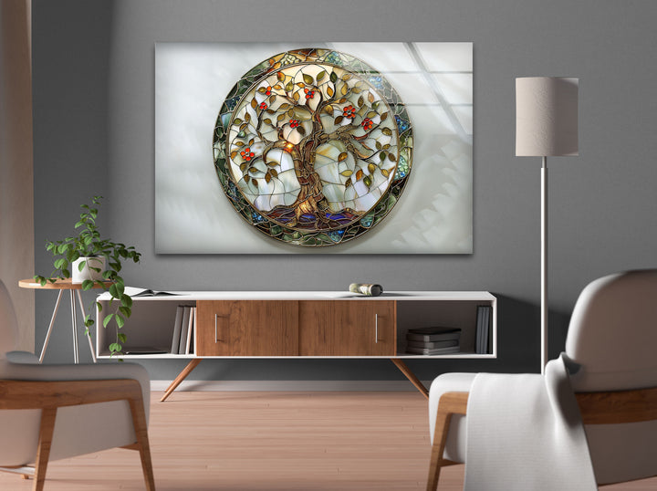 Tree of Life Circle Glass Wall Art glass art painting, glass art for the Wall