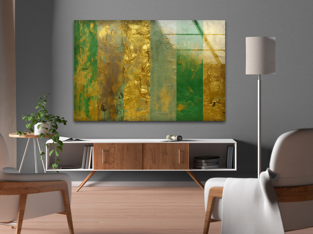 Grunge with Gold Backgrounds Glass Wall Art