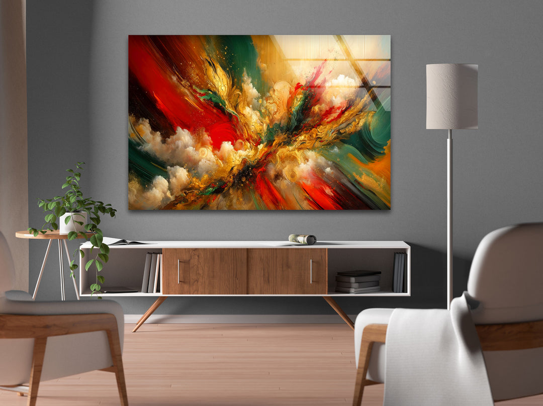 Abstract Colorful Painting Glass Wall Art glass pictures for Wall, glass prints wall art