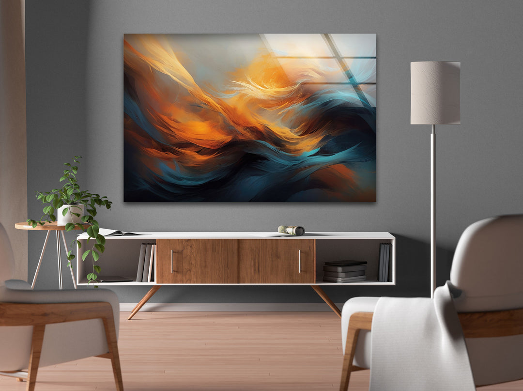 Painting a Orange Abstract Glass Wall Art glass pictures for Wall, glass prints wall art