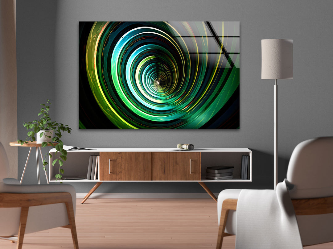 Fantastic green and yellow Circles Glass Wall Art