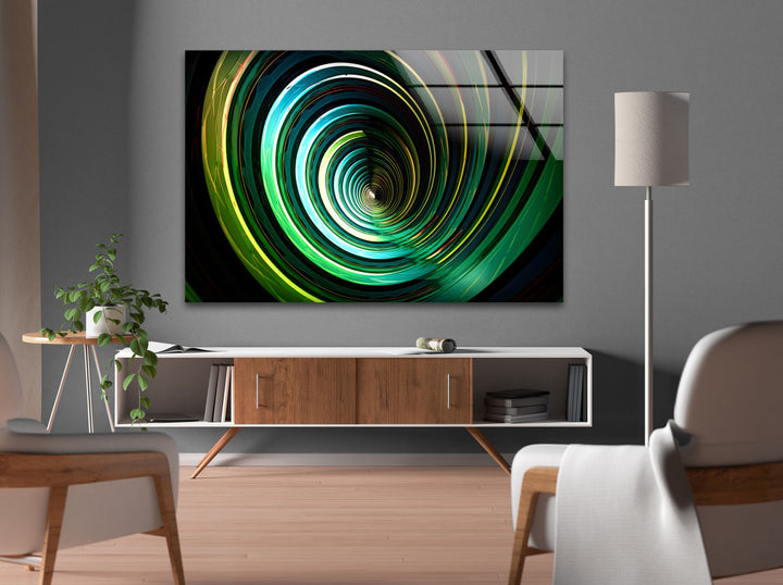 Fantastic green and yellow Circles Glass Wall Art