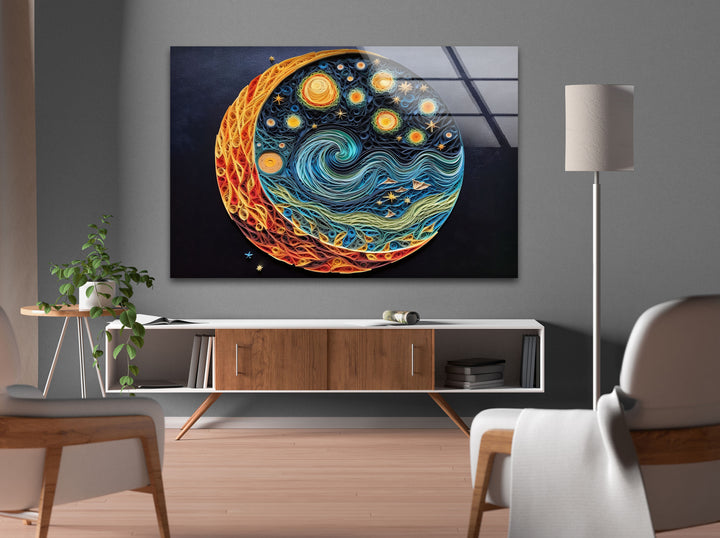 Starry Night Glass Wall Art