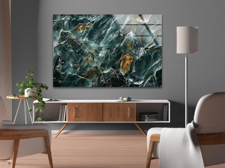 Vivid Green Abstract Marble Glass Wall Art