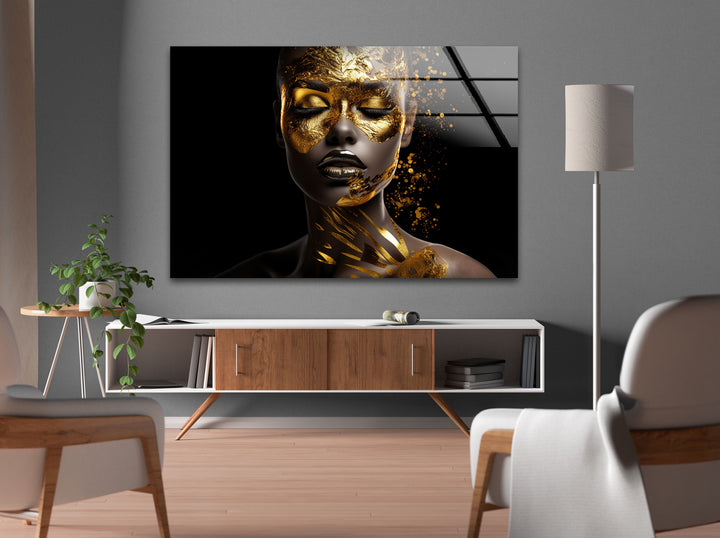 African Black Woman Tempered Glass Wall Art - MyPhotoStation