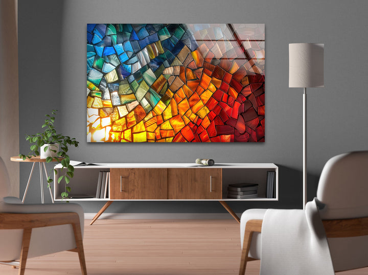 Mosaic Design Colored Glass Wall Art glass image printing, glass prints from photos