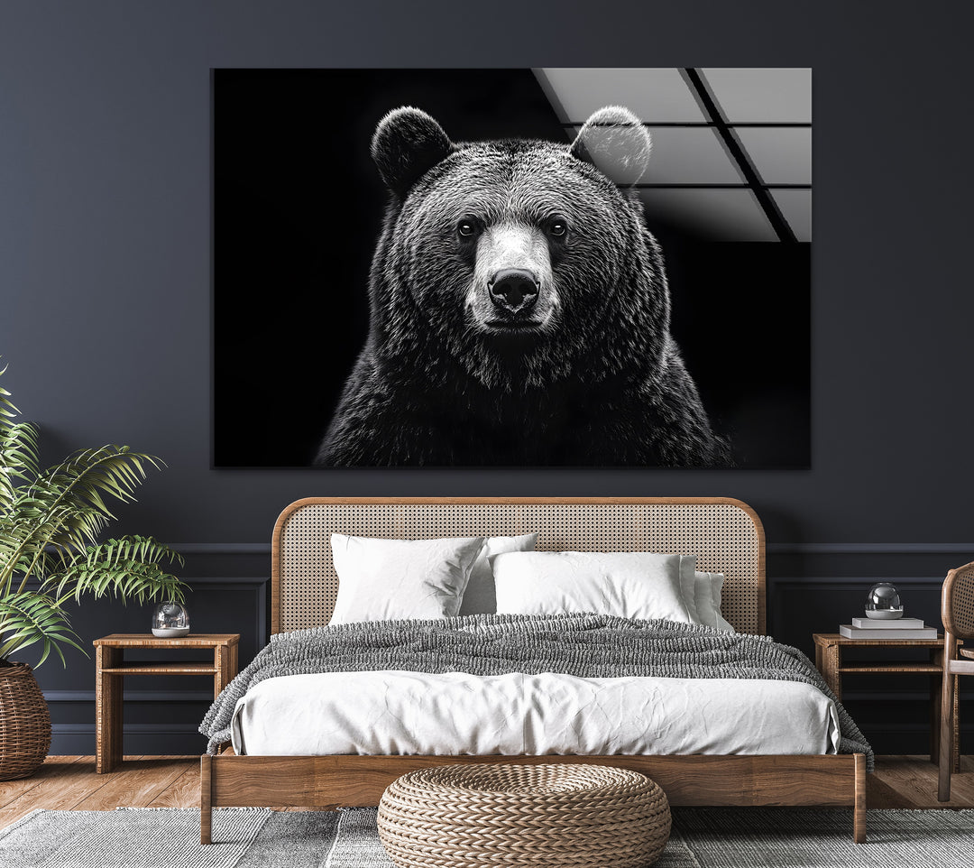 Breathtaking black-and-white bear artwork, a powerful focal point for any modern interior.
