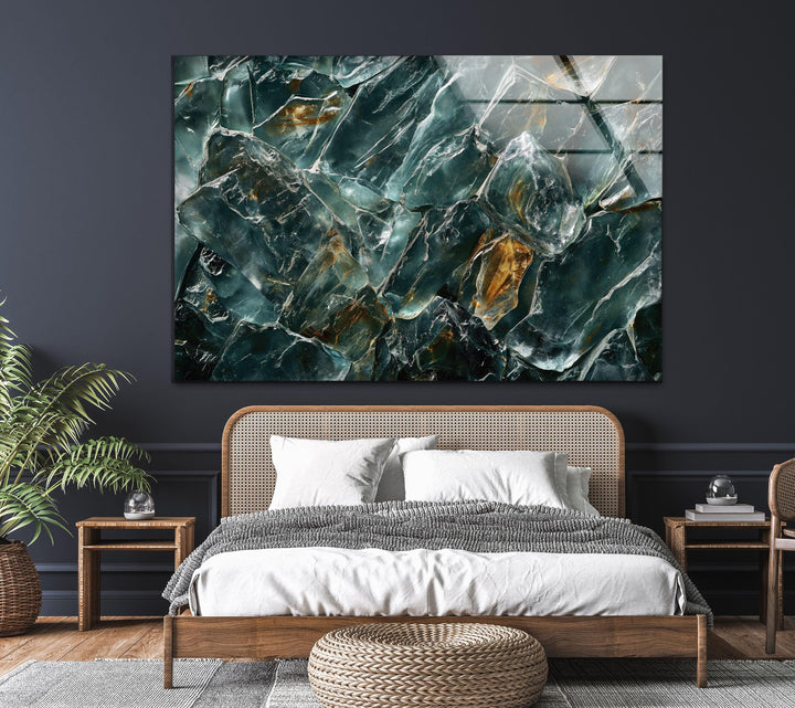 Vivid Green Abstract Marble Glass Wall Art