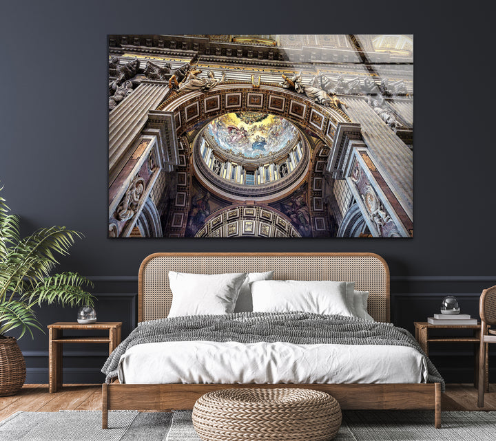 St. Peter’s Basilica Glass Wall Art – Vatican Ceiling Architecture