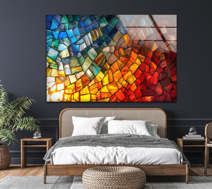 Mosaic Design Colored Glass Wall Art glass pictures for Wall, glass prints wall art