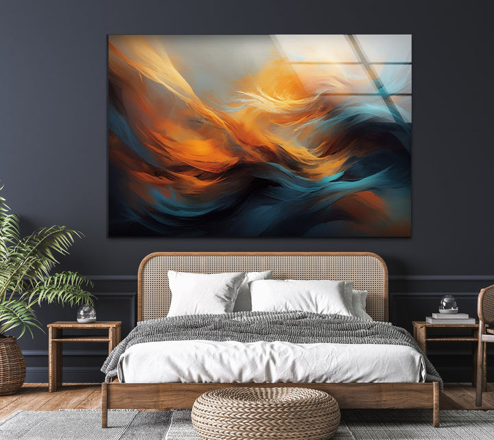 Painting a Orange Abstract Glass Wall Art glass image printing, glass prints from photos