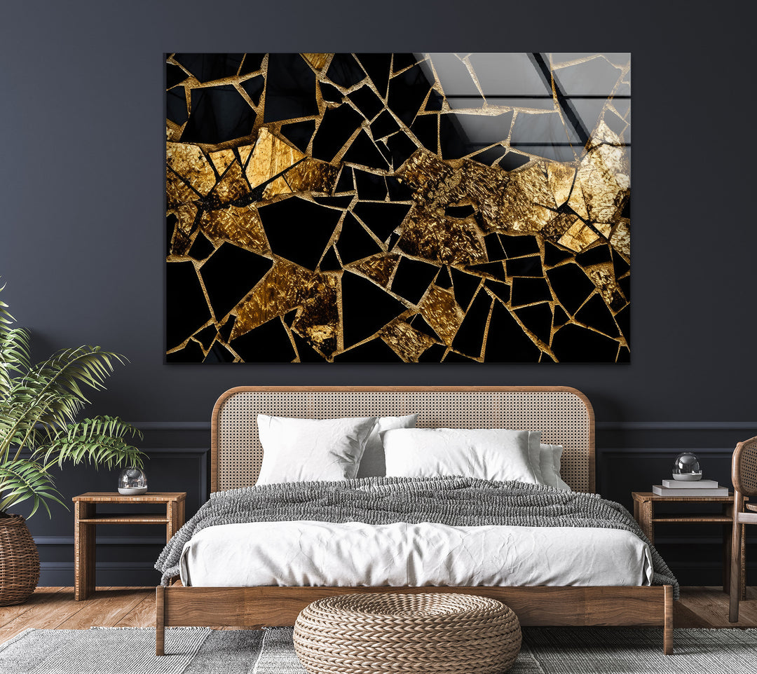 Black marble with gold Stained Glass Wall Art