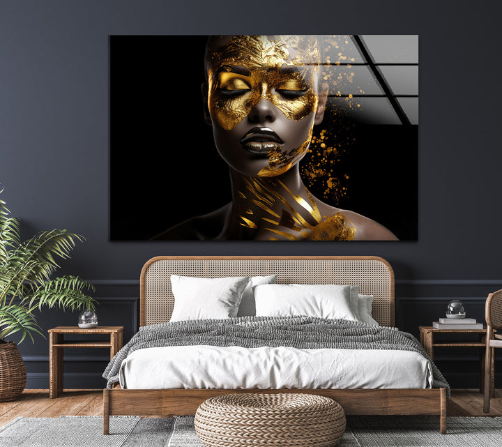 African Black Woman Tempered Glass Wall Art - MyPhotoStation