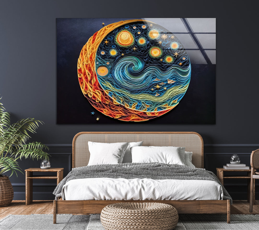 Starry Night Glass Wall Art