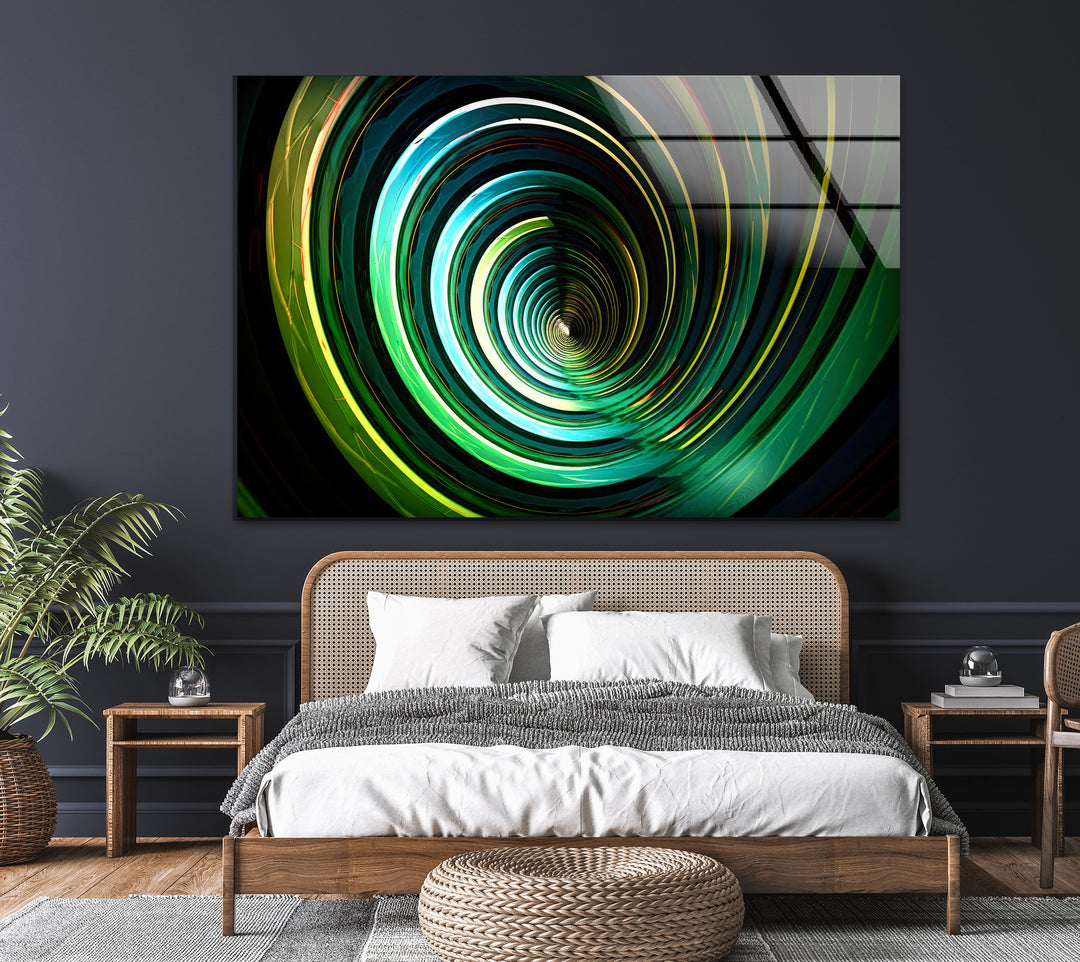 Fantastic green and yellow Circles Glass Wall Art