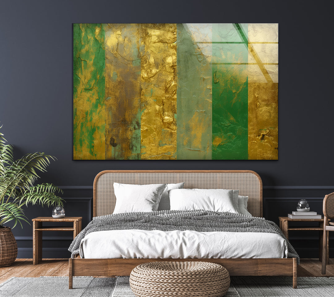 Grunge with Gold Backgrounds Glass Wall Art