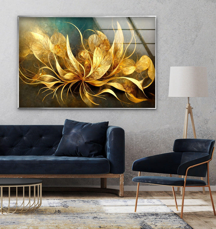 Brown & Beige Flower Glass Wall Art Glass Printing Wall Art, Print photos on glass
