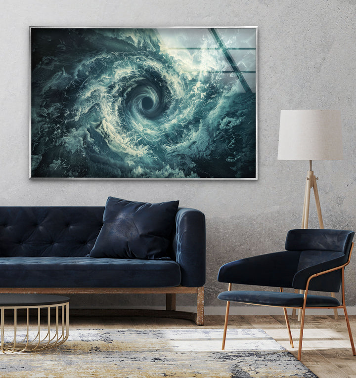 Whirling Tornado With Stormy Sky tempered  Glass Wall Art