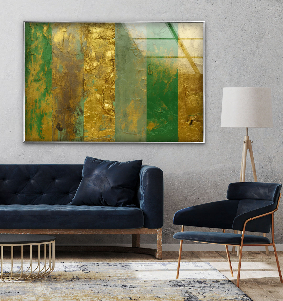 Grunge with Gold Backgrounds Glass Wall Art