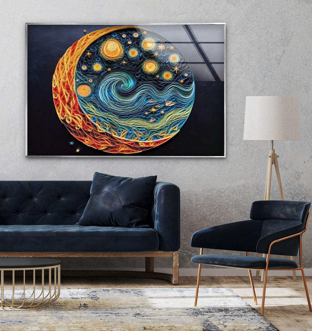 Starry Night Glass Wall Art