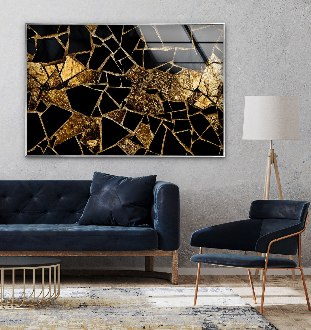 Black marble with gold Stained Glass Wall Art