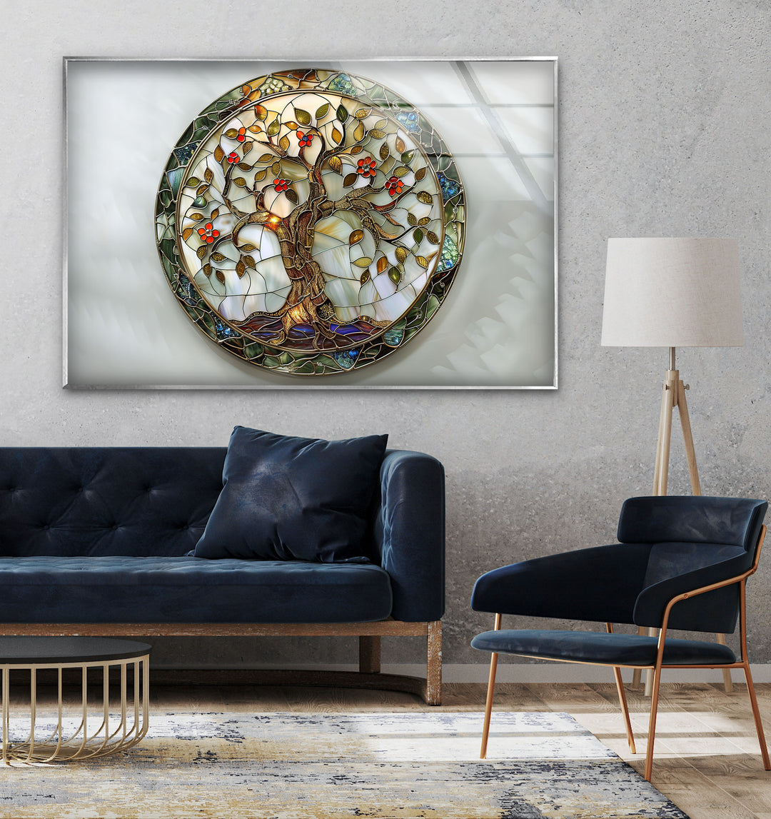 Tree of Life Circle Glass Wall Art stained glass wall art, stained glass wall decor