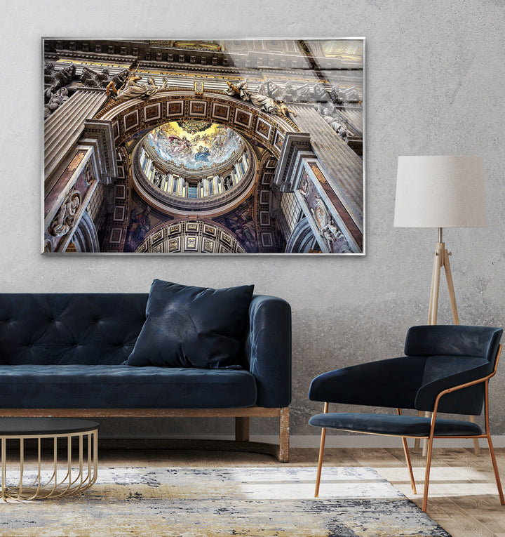 St. Peter’s Basilica Glass Wall Art – Vatican Ceiling Architecture