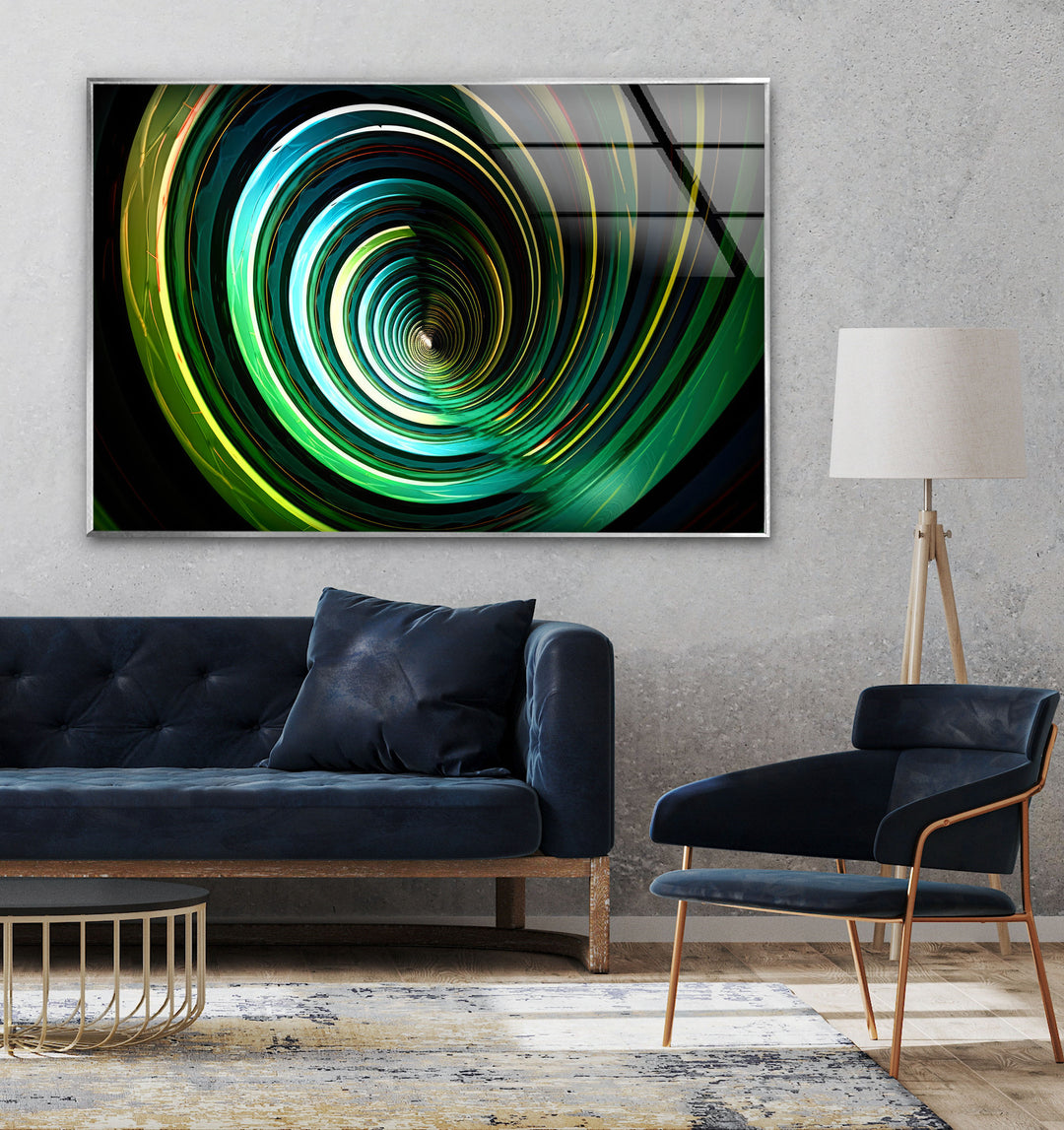 Fantastic green and yellow Circles Glass Wall Art