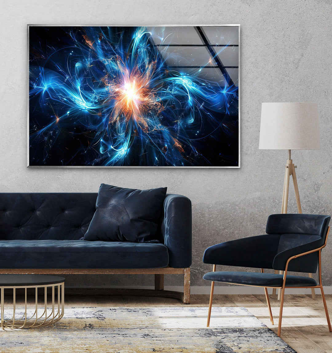 Radiating Cosmic Energy Glass Wall Art glass art painting, glass art for the Wall