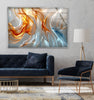 Blue and Orange Abstract Glass Wall Art print picture on glass, Tempered Glass Wall Art
