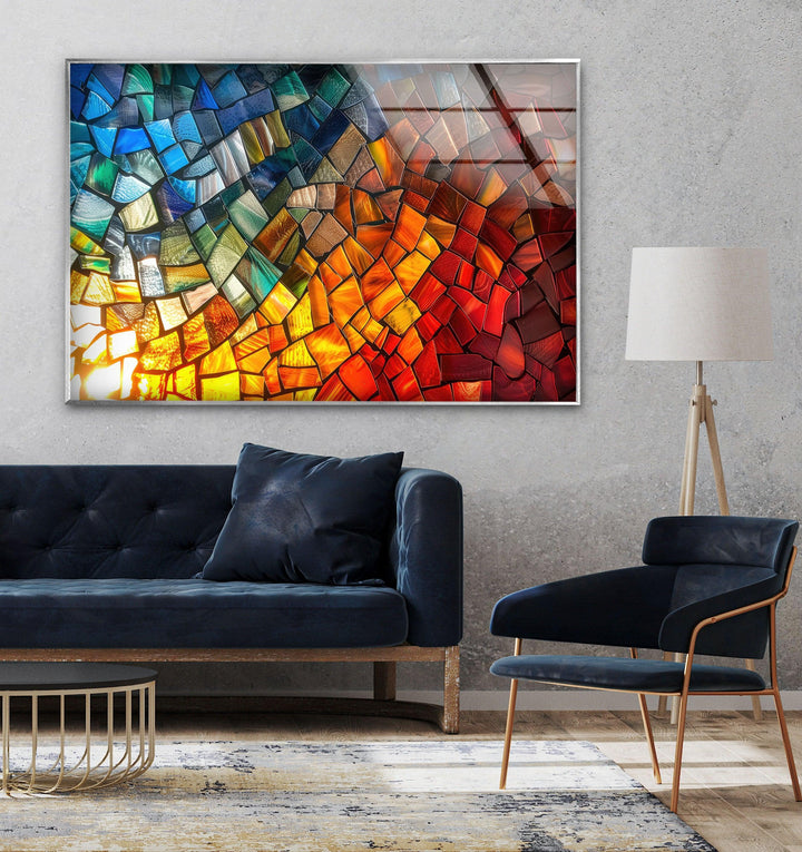 Mosaic Design Colored Glass Wall Art custom glass pictures, glass art prints