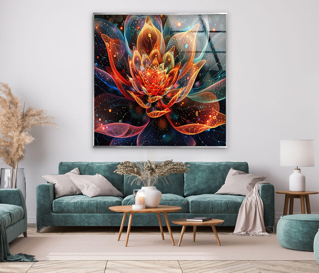 Vivid Botanical Colorful Flower Glass Wall Art custom glass pictures, glass art prints
