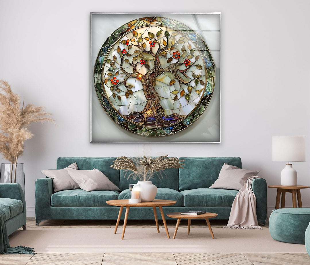 Tree of Life Circle Glass Wall Art glass pictures for Wall, glass prints wall art