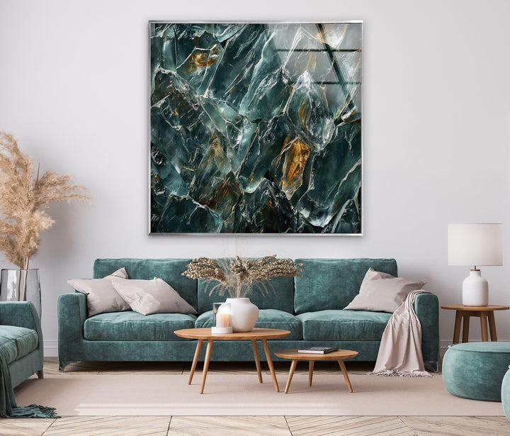 Vivid Green Marble tempered Glass Wall Art