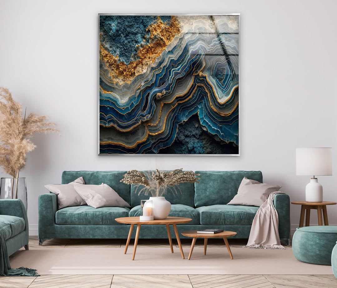 Blue and Gold Marble Decor Glass Wall Art art glass wall art, glass wall art pictures