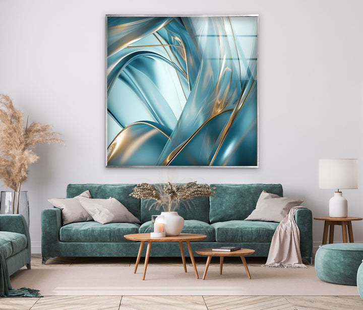 Blue Bold Lines Abstract Glass Wall Art art glass wall art, glass wall art pictures
