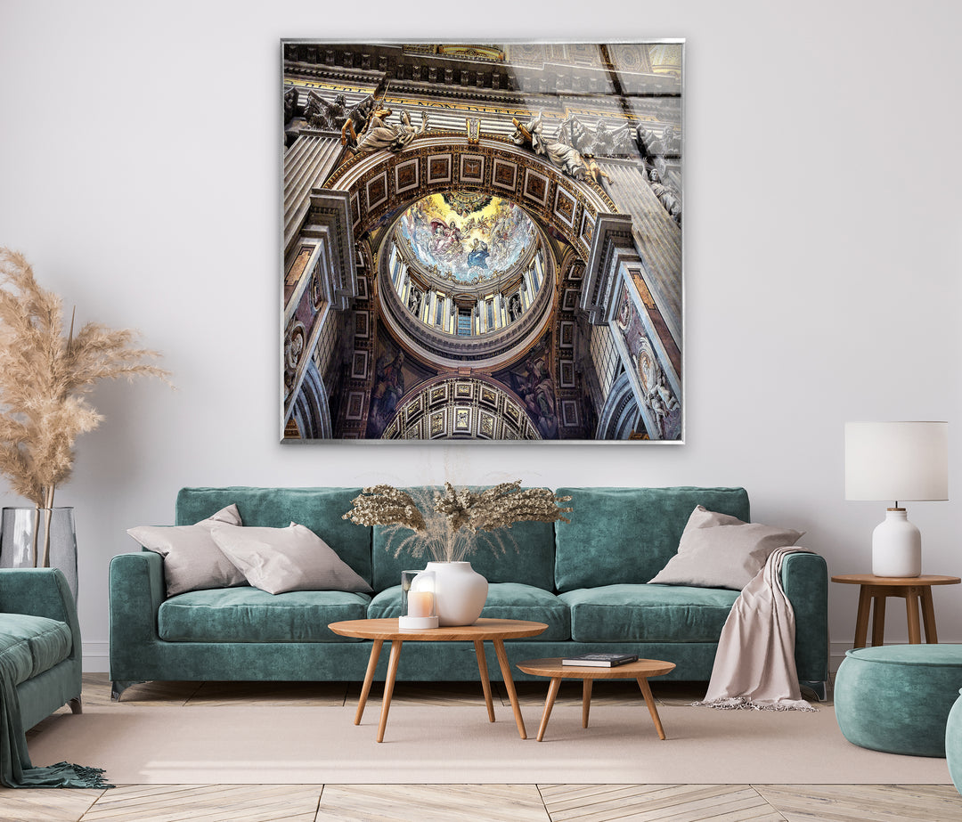 St. Peter’s Basilica Glass Wall Art – Vatican Ceiling Architecture