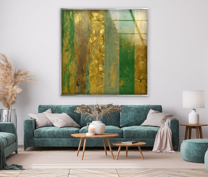 Grunge with Gold Backgrounds Glass Wall Art