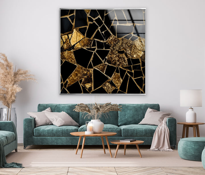 Black marble with gold Stained Glass Wall Art