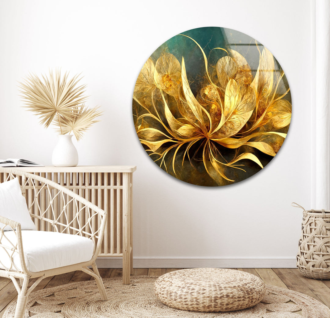 Brown & Beige Flower Glass Wall Art glass art painting, glass art for the Wall
