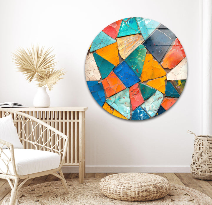 Cracked Colored Mosaic Design Glass Wall Art stained glass wall art, stained glass wall decor
