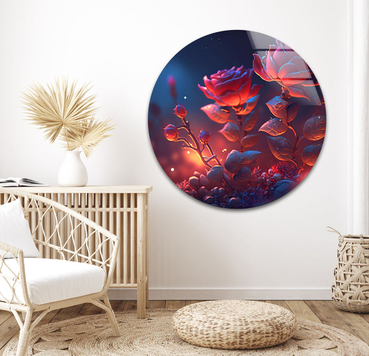 Vivid Red Rose Glass Wall Art custom glass photo prints, large glass prints
