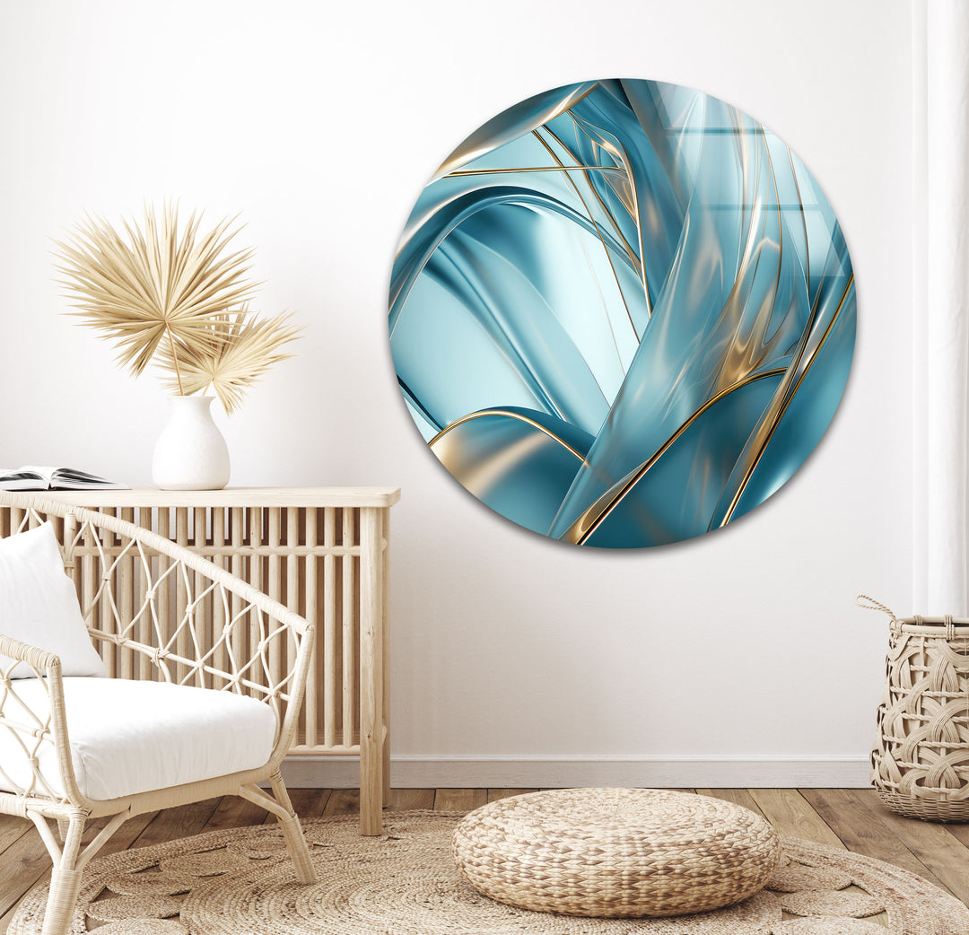 Blue Bold Lines Abstract Glass Wall Art custom glass pictures, glass art prints
