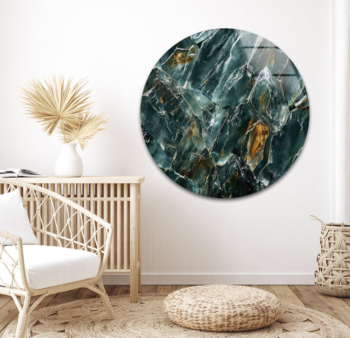 Vivid Green Abstract Marble Glass Wall Art